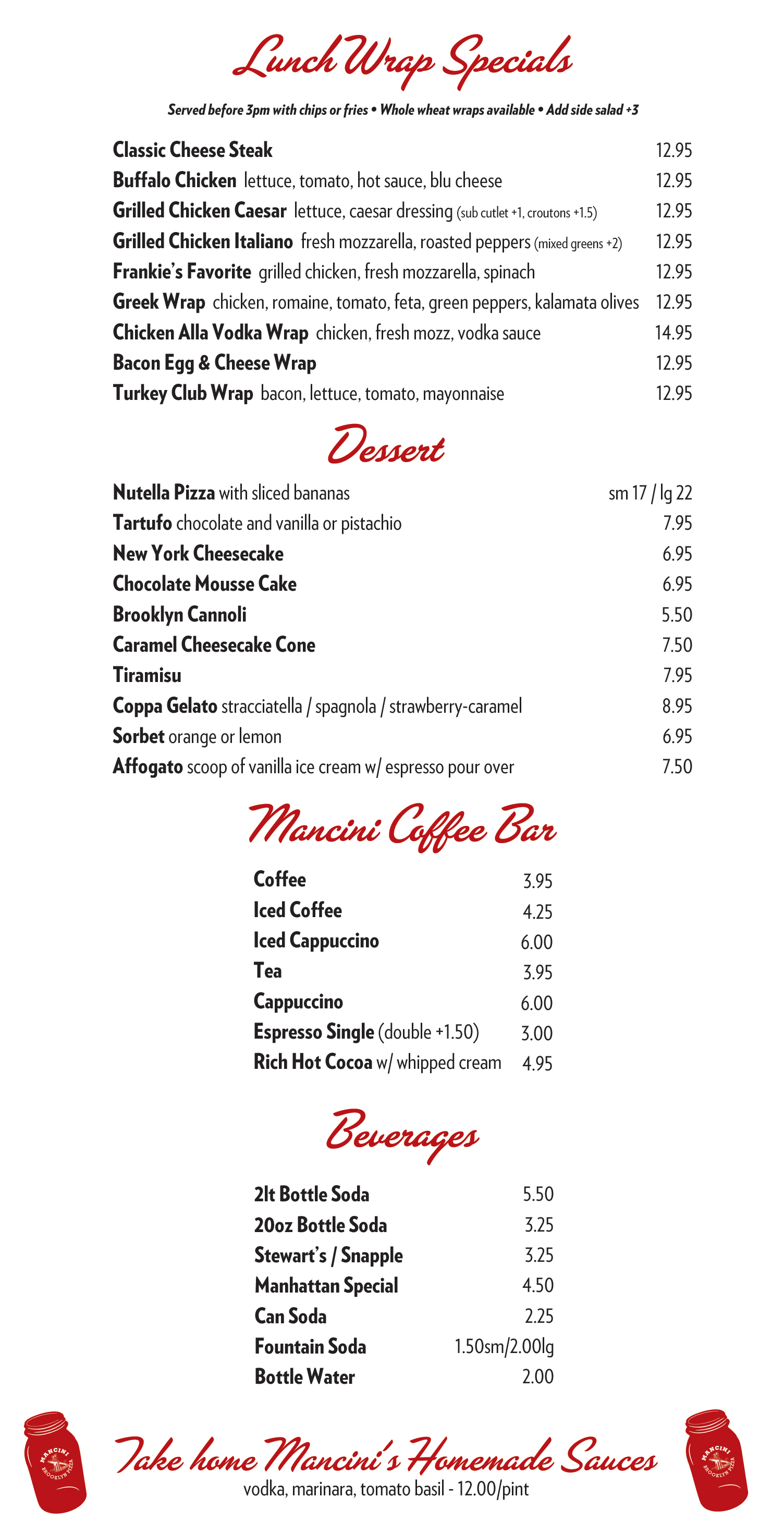 LUNCH WRAP SPECIALS & BEVERAGE