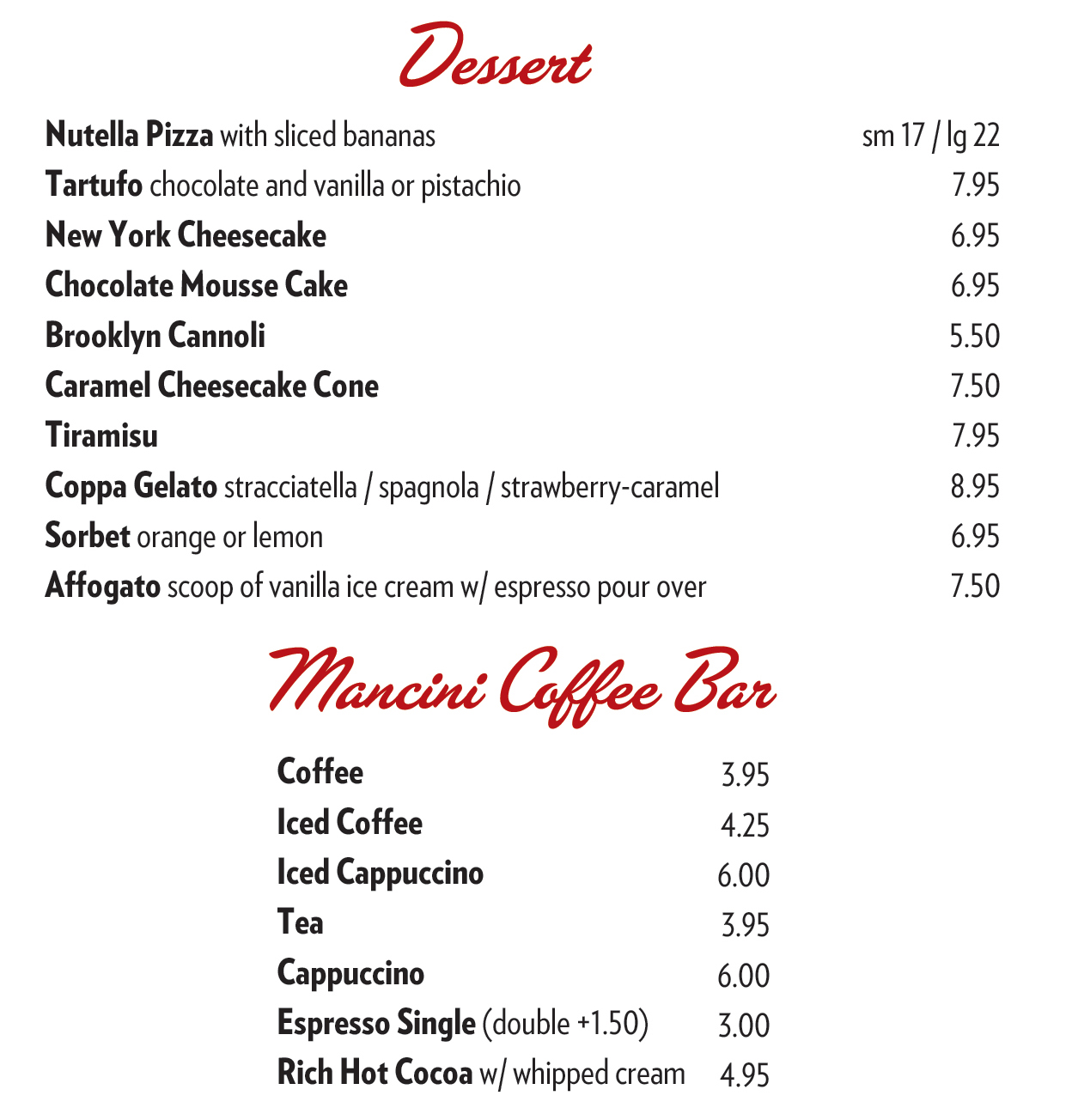 DESSERTS & CAFE